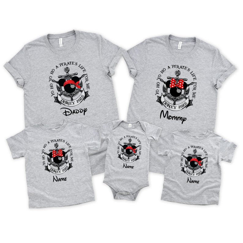 Custom Disney Pirates Family T-Shirt, Mickey And Minnie Pirate Shirt, Disney Pirate Family Matching Shirt, Disney Cruise Group Shirt imagem 2