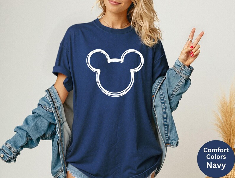 Comfort Colors® Disney Minnie And Mickey Sketch Shirts, Disney Family Trip Tee, Matching Family Shirts, Minnie And Mickey Head Sketch Shirt image 7