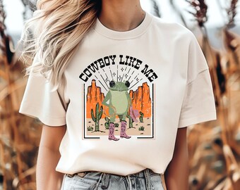 Cowboy Like Me Shirt, Frog Cowboy Sweatshirt, Frog Inspired Shirt, Western Cowgirl Hoodie, Western Style Shirt, Cowboy Retro Shirt