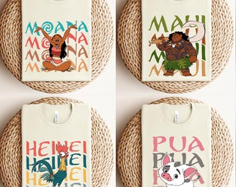 Disney Moana Hei Hei Pua Maui Matching Shirt, Princess Moana Movie Characters Tee, Disney Family Vacation Shirt, Disney Princess Moana Shirt