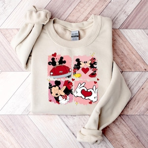 Mickey and Minnie Valentine Sweatshirt, Mickey Minnie Mouse Shirt, Disneyland Valentine's Day Couple Matching Trip Shirt, Mickey Heart Shirt image 2