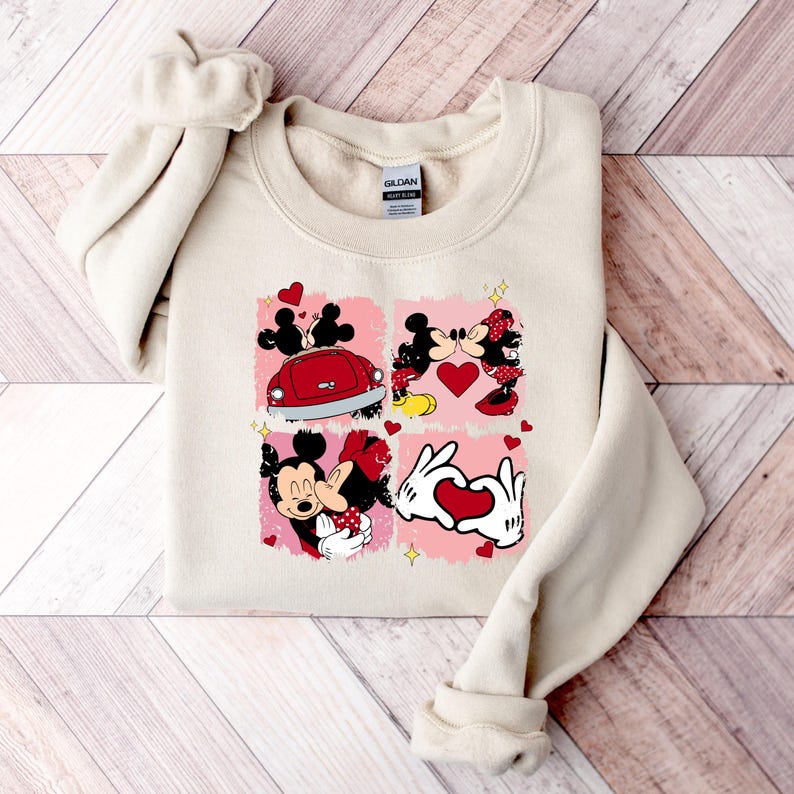 Mickey and Minnie Valentine Sweatshirt, Mickey Minnie Mouse Shirt, Disneyland Valentine's Day Couple Matching Trip Shirt, Mickey Heart Shirt image 2