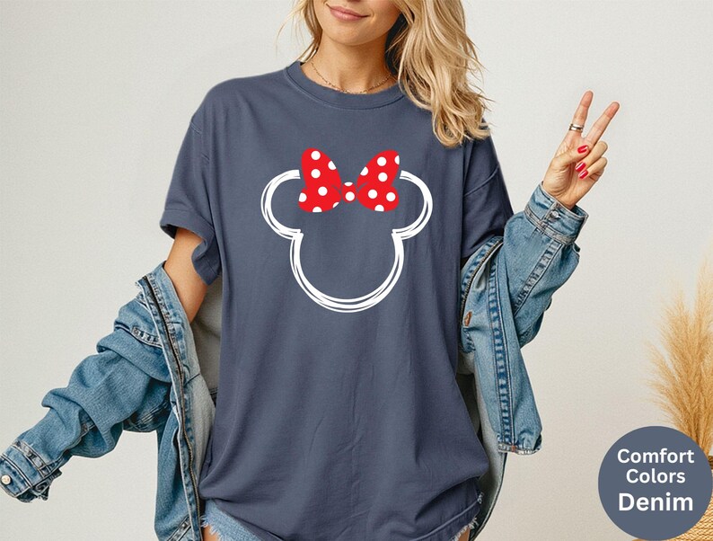 Comfort Colors® Disney Minnie And Mickey Sketch Shirts, Disney Family Trip Tee, Matching Family Shirts, Minnie And Mickey Head Sketch Shirt image 4
