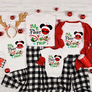 Custom My First Disney Trip Christmas Shirt, Disney Christmas Shirts, Mickey and Minnie Christmas Shirt, Christmas Disney Family Sweatshirt