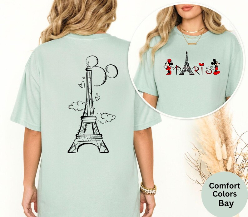 Comfort Colors® Disney Paris Shirt, Mickey Minnie Eiffel Shirt, Disneyland Paris Vacation Shirt, Disney Matching Paris Family Trip T-Shirt image 1