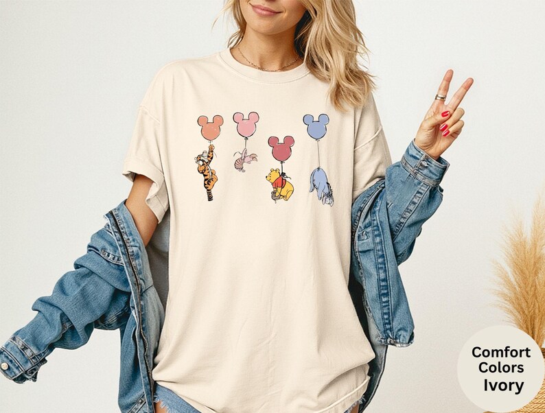 Comfort Colors® Disney Winnie The Pooh and Friends Shirt, Pooh Mickey Balloons Shirt, Disney Pooh T-Shirt, Disneyworld Family Trip Shirt image 6
