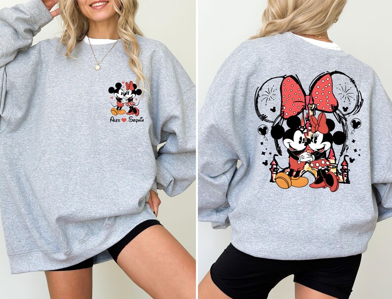 Custom Disney Mickey Minnie Couple Shirt, Custom Name Disney Valentine Shirt, Mickey Minnie Valentine's Day Shirt, Family Matching Shirt bild 3