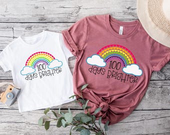 Camiseta para maestros 100 días más brillantes, sudadera con 100 días de escuela, regalos para maestros, camiseta para niños 100 días más brillantes, camiseta escolar para niños