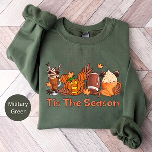Disney Tis The Season T-Shirt, Halloween Disney Fall Shirt, Mickey Ears Halloween Coffee Shirt, Disney Football Sweater, Mickey Party Shirt Bild 10