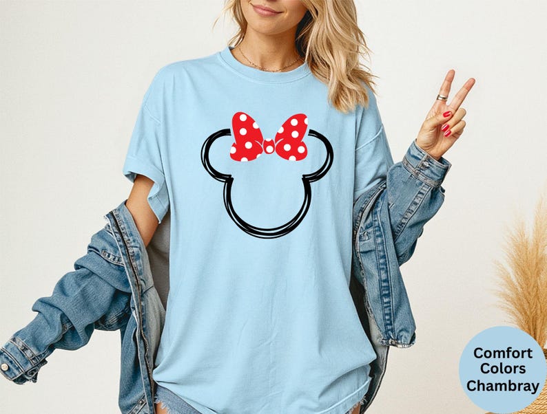 Comfort Colors® Disney Minnie And Mickey Sketch Shirts, Disney Family Trip Tee, Matching Family Shirts, Minnie And Mickey Head Sketch Shirt image 8