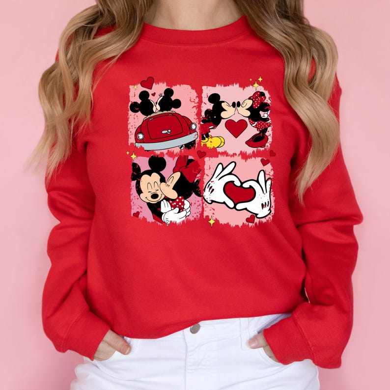 Mickey and Minnie Valentine Sweatshirt, Mickey Minnie Mouse Shirt, Disneyland Valentine's Day Couple Matching Trip Shirt, Mickey Heart Shirt image 4