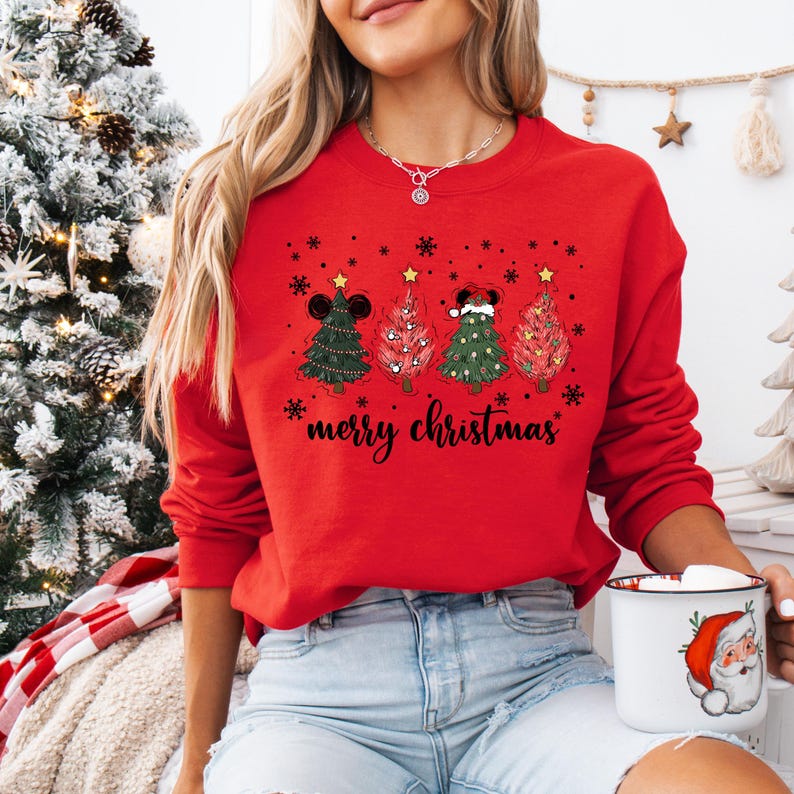 Disney Christmas Tree Shirt, Mickey Pine Tree Shirt, Disney Family Christmas Sweatshirt, Mickey Xmas Shirt, Mickeys Very Merry Holiday Shirt image 5