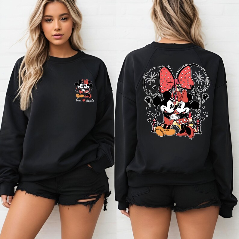 Custom Disney Mickey Minnie Couple Shirt, Custom Name Disney Valentine Shirt, Mickey Minnie Valentine's Day Shirt, Family Matching Shirt bild 6