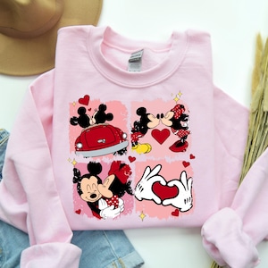 Mickey and Minnie Valentine Sweatshirt, Mickey Minnie Mouse Shirt, Disneyland Valentine's Day Couple Matching Trip Shirt, Mickey Heart Shirt image 1