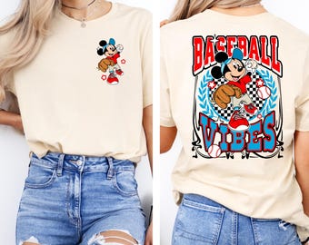 Disney Mickey Mouse Baseball Shirt, Disney Baseball Vibes T-Shirt, Baseball Game Day Shirt, Baseball Fan Sweatshirt, Disney Family Trip Tee