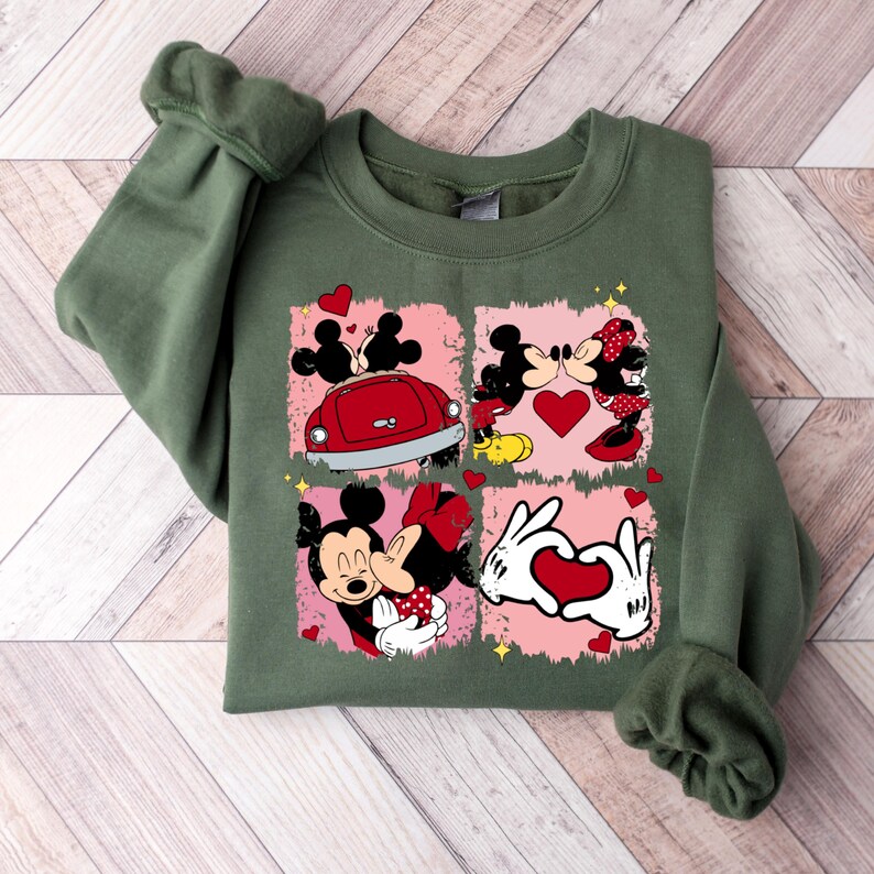 Mickey and Minnie Valentine Sweatshirt, Mickey Minnie Mouse Shirt, Disneyland Valentine's Day Couple Matching Trip Shirt, Mickey Heart Shirt image 6