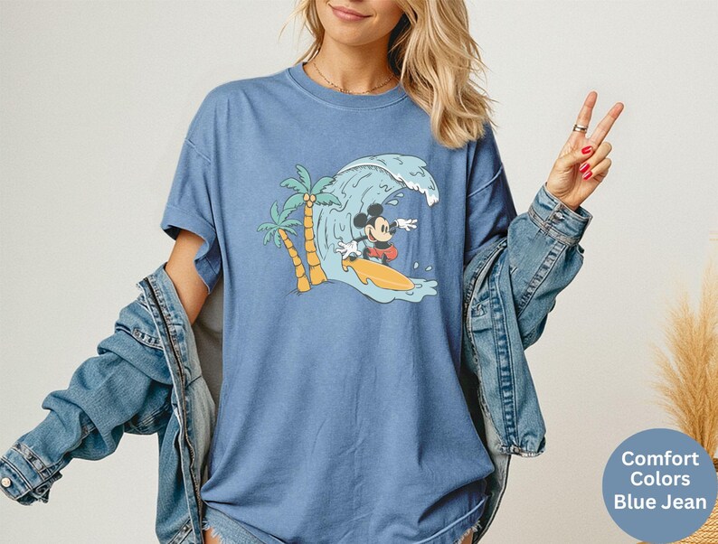 Comfort Colors® Mickey Surfing T-Shirt, Disney Mickey Shirt, Disney Summer Trip Shirt, Summer Kids Shirt, Mickey Summer Vacation Shirt image 6