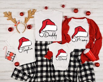 Custom Christmas Family Shirts, Personalized Name With Hat Christmas Family Shirts, Merry Christmas Family Shirt, Christmas Gift For Family