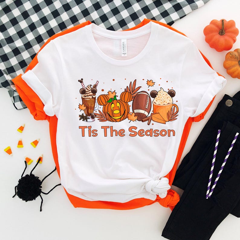 Disney Tis The Season T-Shirt, Halloween Disney Fall Shirt, Mickey Ears Halloween Coffee Shirt, Disney Football Sweater, Mickey Party Shirt Bild 3