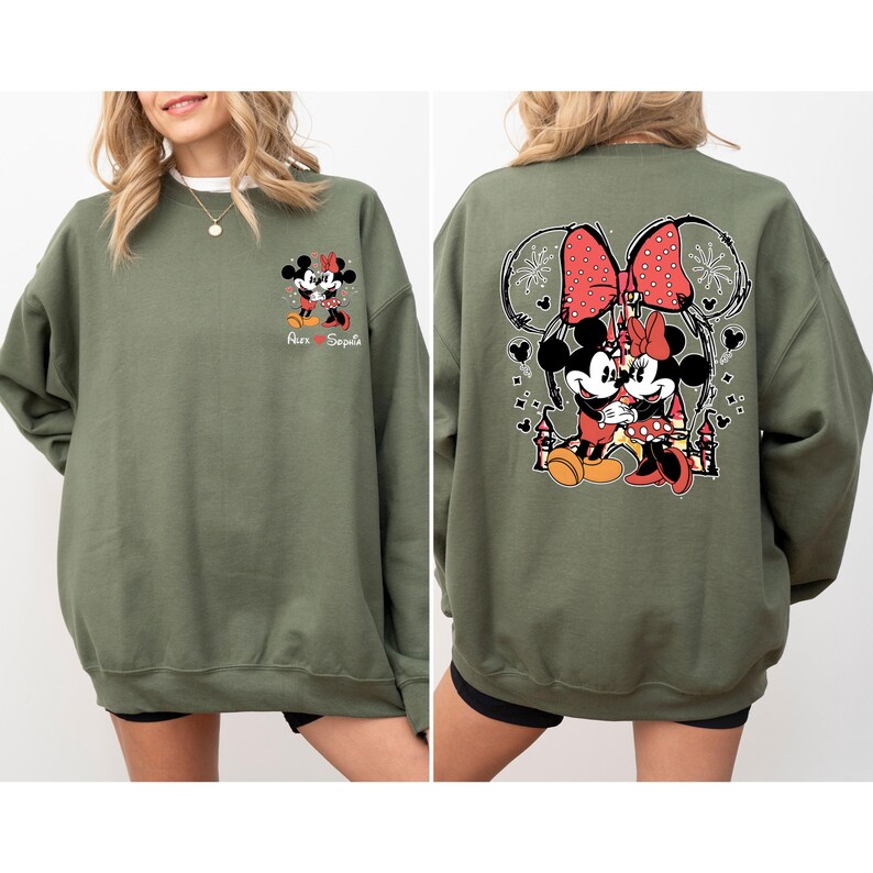 Custom Disney Mickey Minnie Couple Shirt, Custom Name Disney Valentine Shirt, Mickey Minnie Valentine's Day Shirt, Family Matching Shirt bild 5