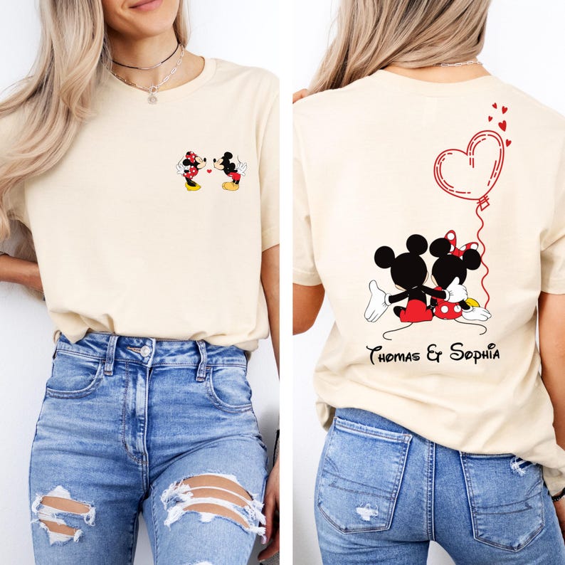 Custom Mickey And Minnie Kiss Shirt, Disney Valentines Day Sweatshirt, Personalized Disney Matching Shirt, Mickey Minnie Love Shirt image 5