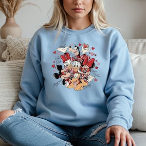 Mickey and Friends Valentines Signature Shirt, Disney Matching Couple T-Shirt, Disney Valentines Sweatshirt, Valentines Day Gift image 6