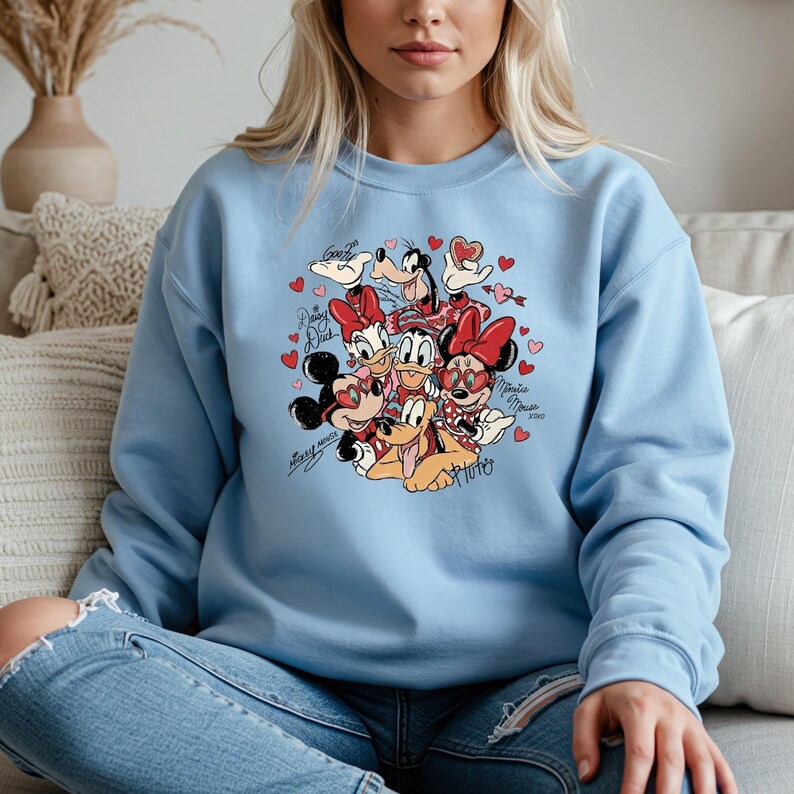 Mickey and Friends Valentines Signature Shirt, Disney Matching Couple T-Shirt, Disney Valentines Sweatshirt, Valentines Day Gift image 6