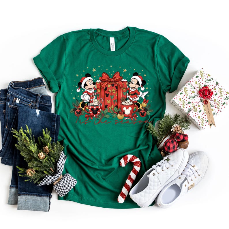 Retro Mickey and Minnie Christmas Shirt, Tis the season Mickey And Minnie Christmas Party Sweatshirt, Disneyland Couple Vacation T-Shirt image 6