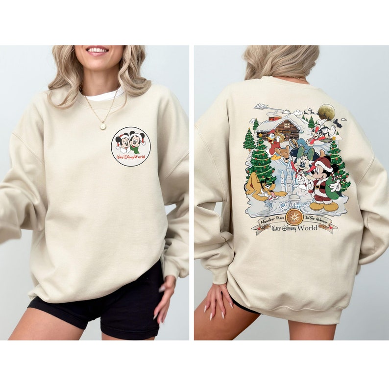 Walt Disney World Christmas Shirt, Mickey And Friends Christmas Shirt, Disney World Christmas Shirts, Merriest Place In the World T-Shirt image 1