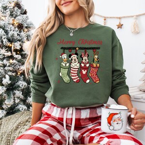 Disney Christmas Socks Shirt, Mickey Merry Christmas Sweatshirt, Mickey and Friends Christmas Shirt, Disney Group Christmas Sock Shirt bild 7
