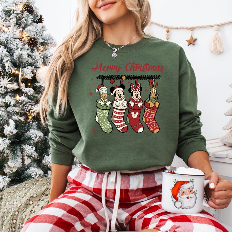Disney Christmas Socks Shirt, Mickey Merry Christmas Sweatshirt, Mickey and Friends Christmas Shirt, Disney Group Christmas Sock Shirt bild 7