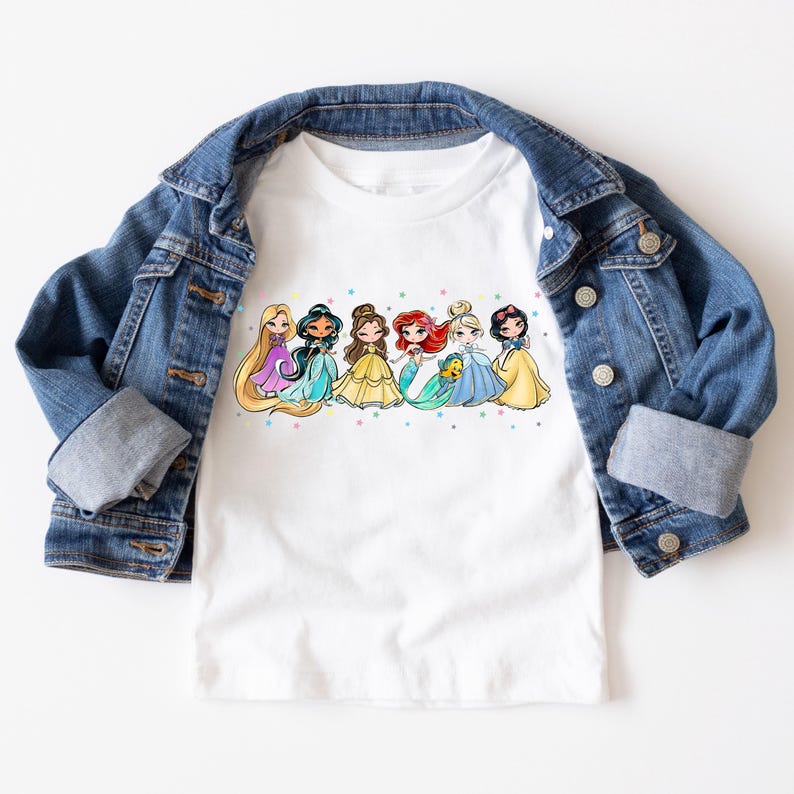 T-shirt Princesse Disney, T-shirt Raiponce Ariel Belle Blanche-Neige Disney Cendrillon, T-shirt fille voyage Disney, Chemise Disneyland Magic Kingdom image 3
