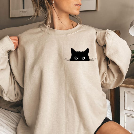 Cat Sweatshirt, Cute Cat Hoodie, Cat T-Shirt, Gift for Cats Lover, Cat Mom Sweater, Black Cat Shirt, Cat Lover Shirt, Animal Lover Shirt