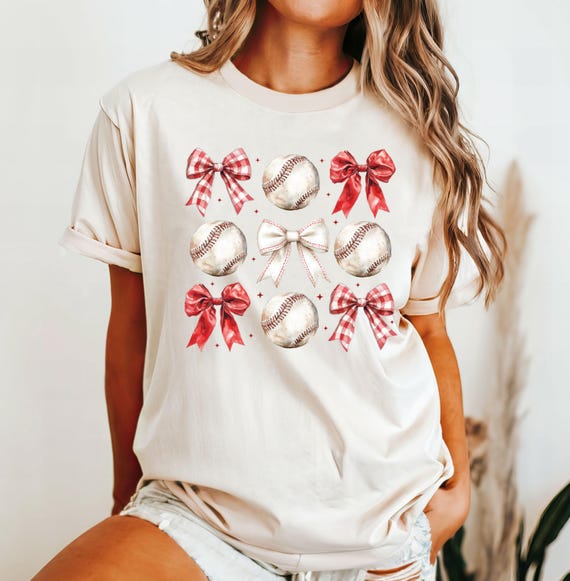 Coquette Bow Baseball Shirt, Baseball Mom T-Shirt, Womens Baseball Shirt, Baseball Lover Shirt, Baseball Season T-Shirt, Baseball Bow Shirt