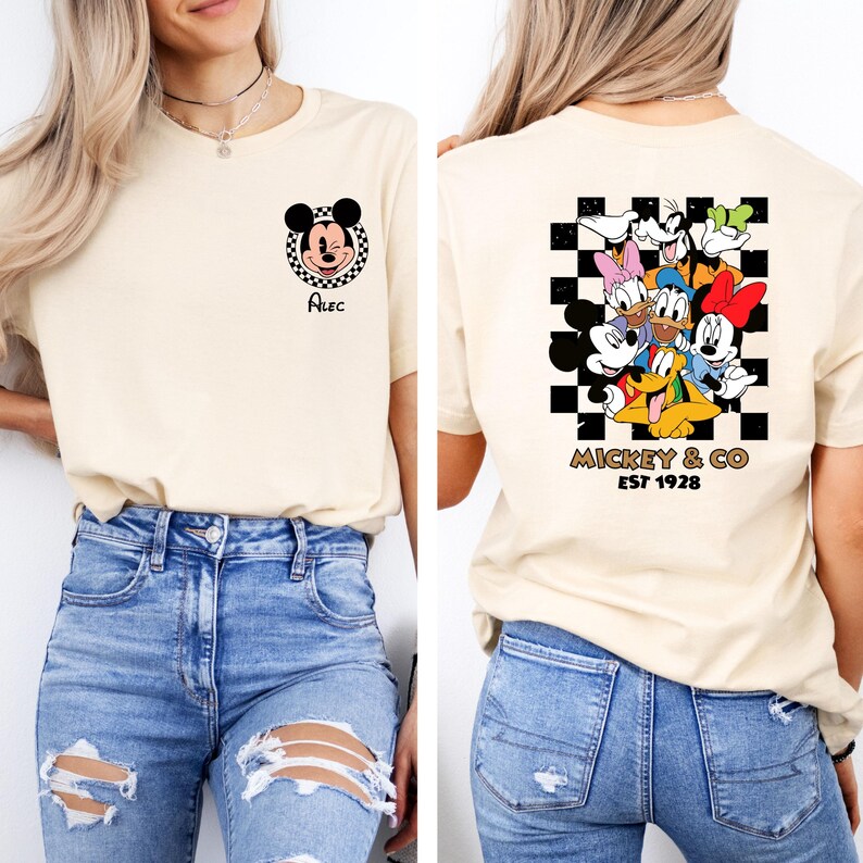 Camiseta personalizada de Disney, camiseta de Mickey y compañía, sudadera a cuadros de Mickey, camiseta de grupo de Disney, camiseta de Mickey y sus amigos, camiseta de viaje a Disney imagen 2