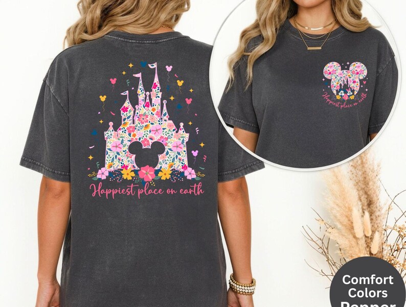 Comfort Colors® Happiest Place on Earth Shirt, Magic Kingdom Shirt, Mickey Ears Magical Castle Shirt, Disney World Trip, Disney Castle Tee image 6