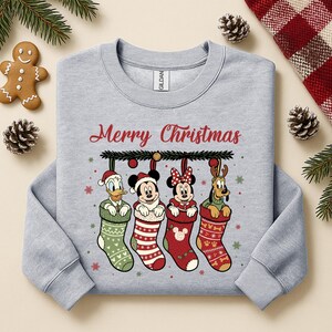 Disney Christmas Socks Shirt, Mickey Merry Christmas Sweatshirt, Mickey and Friends Christmas Shirt, Disney Group Christmas Sock Shirt bild 5