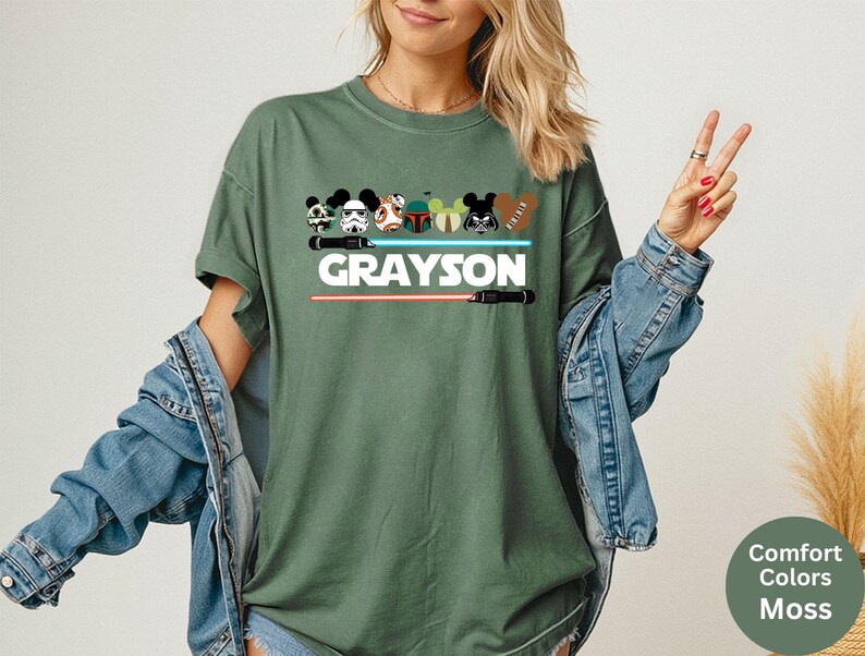 Comfort Colors® Star Wars Mickey Ears Family Shirt, Custom Family Matching Tees, Star Wars Family Trip T-Shirt, Disney Star Wars Shirt image 9