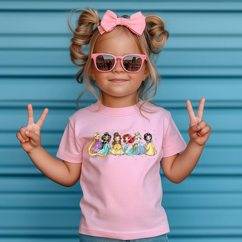 T-shirt Princesse Disney, T-shirt Raiponce Ariel Belle Blanche-Neige Disney Cendrillon, T-shirt fille voyage Disney, Chemise Disneyland Magic Kingdom image 1
