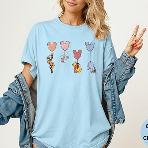 Comfort Colors® Disney Winnie The Pooh and Friends Shirt, Pooh Mickey Balloons Shirt, Disney Pooh T-Shirt, Disneyworld Family Trip Shirt image 5