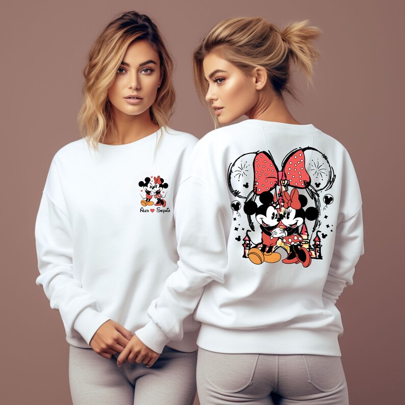 Custom Disney Mickey Minnie Couple Shirt, Custom Name Disney Valentine Shirt, Mickey Minnie Valentine's Day Shirt, Family Matching Shirt bild 2
