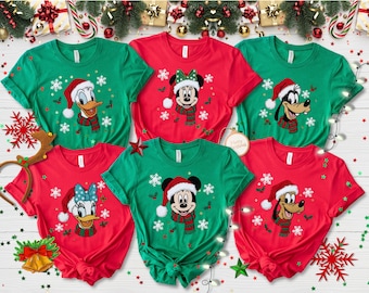 Disney Mickey and Friends Christmas Family Matching Shirt, All Characters Disneyland Xmas Sweatshirt,  Disney Very Merry Xmas T-Shirt