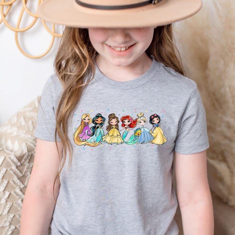 T-shirt Princesse Disney, T-shirt Raiponce Ariel Belle Blanche-Neige Disney Cendrillon, T-shirt fille voyage Disney, Chemise Disneyland Magic Kingdom image 4