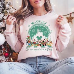 The Most Magical Place On Earth Sweatshirt, Magic Kingdom Christmas Tee, Mickey And Friend Christmas Shirt, Disney Holiday Xmas Party Tee 画像 5