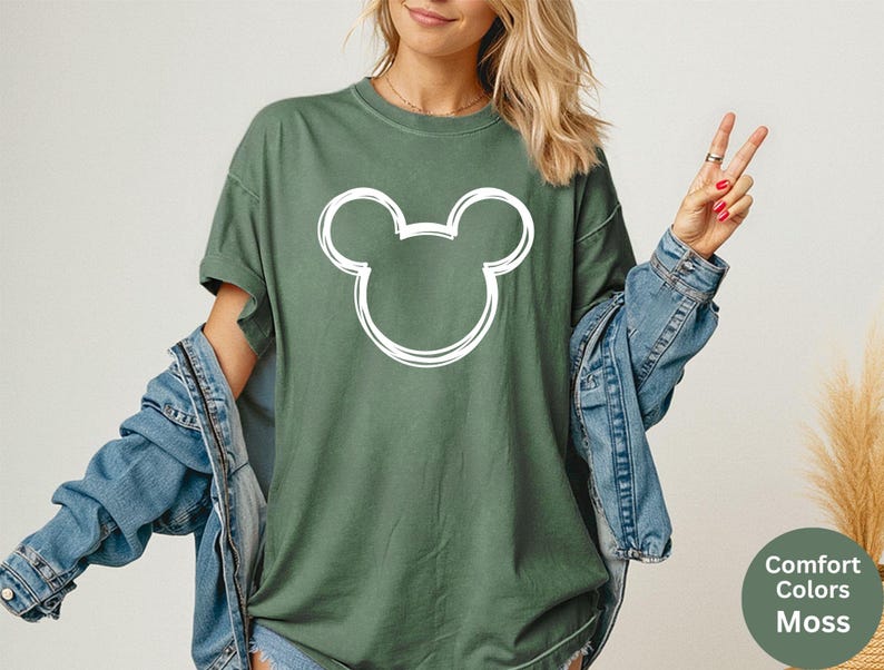 Comfort Colors® Disney Minnie And Mickey Sketch Shirts, Disney Family Trip Tee, Matching Family Shirts, Minnie And Mickey Head Sketch Shirt image 5