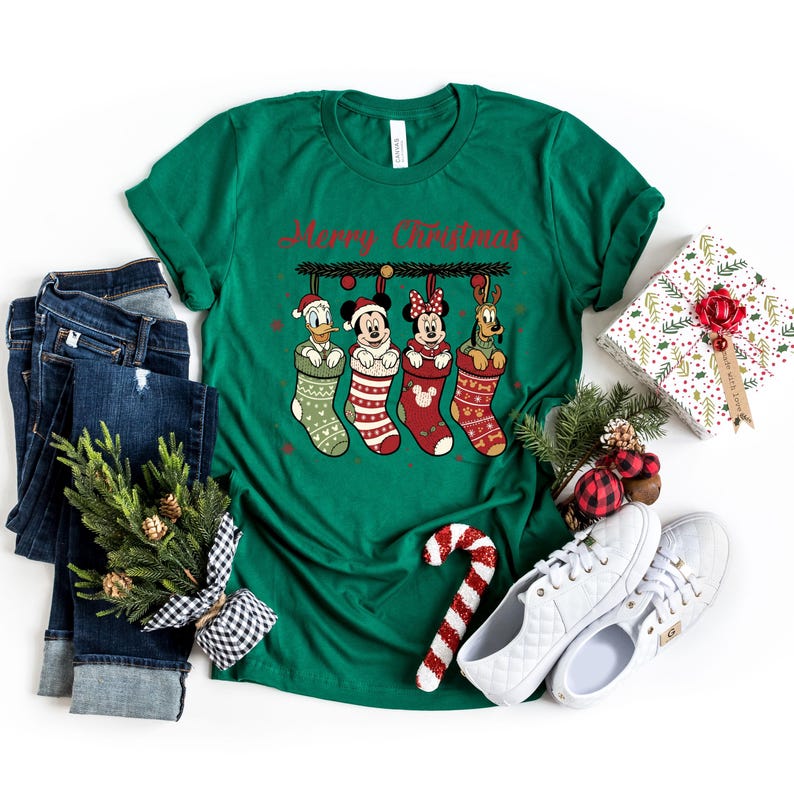 Disney Christmas Socks Shirt, Mickey Merry Christmas Sweatshirt, Mickey and Friends Christmas Shirt, Disney Group Christmas Sock Shirt bild 4