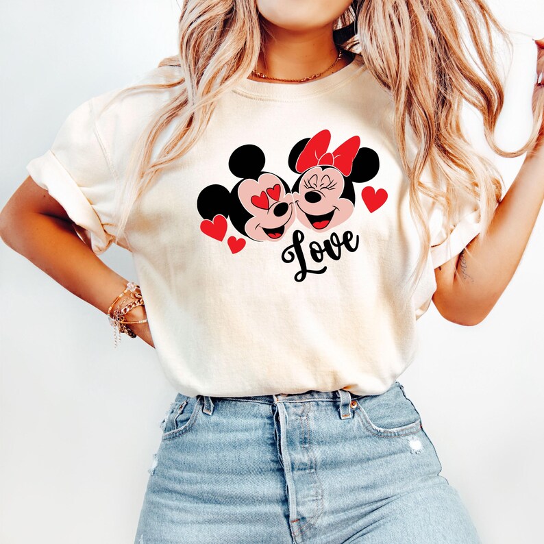 Vintage Mickey and Minnie Valentine Shirt, Mickey And Minnie Love Shirt, Disneyland Love Shirt, Disney Lover Valentines Sweatshirt image 3
