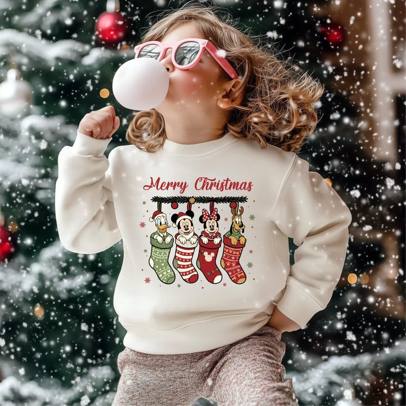 Disney Christmas Socks Shirt, Mickey Merry Christmas Sweatshirt, Mickey and Friends Christmas Shirt, Disney Group Christmas Sock Shirt bild 6