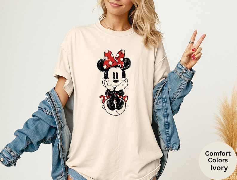 Comfort Colors® Cute Minnie Mouse Shirt, Vintage Minnie Mouse Shirt, Retro Disney Mickey & Friends Shirt, Disneyland Vacation Shirt image 1