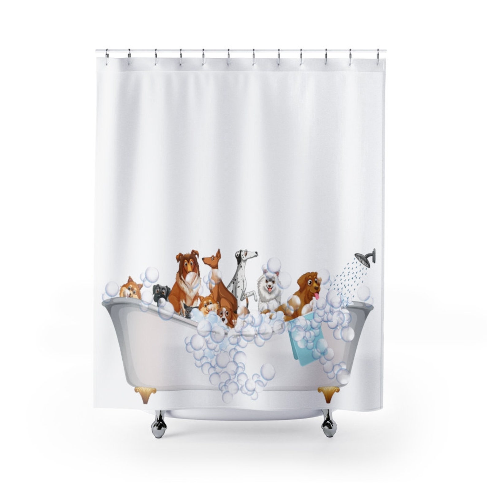 Funny Dog Shower Curtains Pups in a Tub Shower Curtain Dog Themed Gift